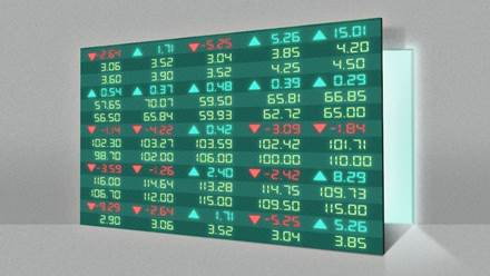 Illustration of a stock chart as an open door.