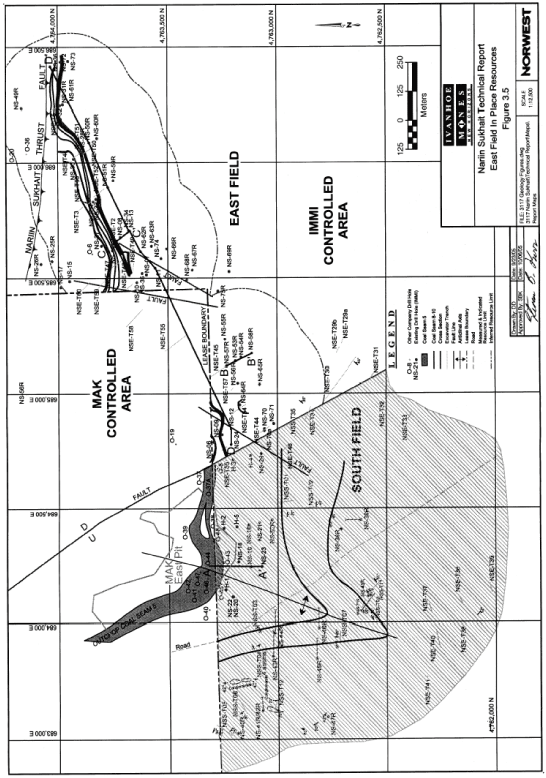 (EAST FIELD IN PLACE RESOURCES MAP)