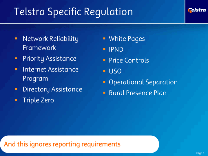 (TELSTRA SPECIFIC REGULATION)