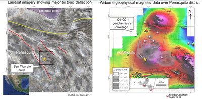 "Figure 5: Map showing geophysical image over Pe??asquito district with contoured arsenic geochemistry and location of selected targets. (CNW Group|Goldcorp Inc.)"