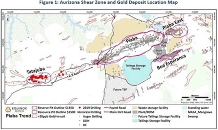 Aurizona Shear Zone and Gold Deposit Location Map (CNW Group|Equinox Gold Corp.)
