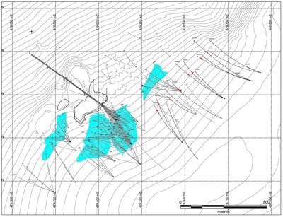 Figure 1 ??? Location of 2020 Drill Holes and +30 g|t Ag composite intervals in red. (CNW Group|Alexco Resource Corp.)