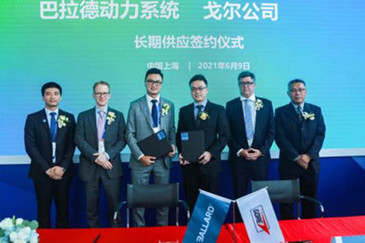 Ballard and Gore celebrate their new multi-year collaboration at FCVC 2021 in Shanghai. (CNW Group|Ballard Power Systems Inc.)