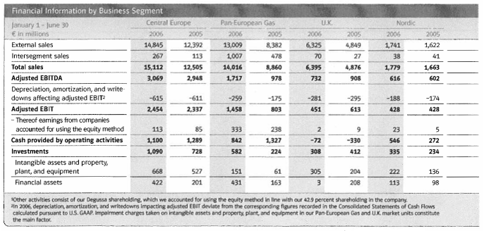 (FINANCIAL INFORMATION BY BUSINESS SEGMENT TABLE)