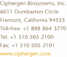 (CIPHERGEN COMPANY LETTERHEAD)