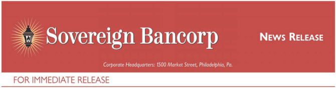 (SOVEREIGN BANCORP LOGO)