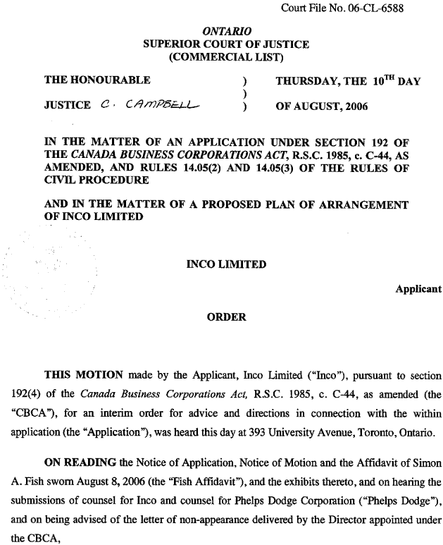 (COURT ORDER, PAGE 1)