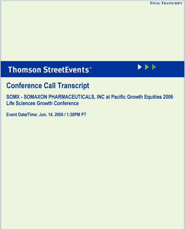 (CONFERENCE CALL TRANSCRIPT)