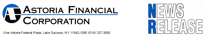 (ASTORIA FINANCIAL CORPORATION LOGO AND NEWS RELEASE)