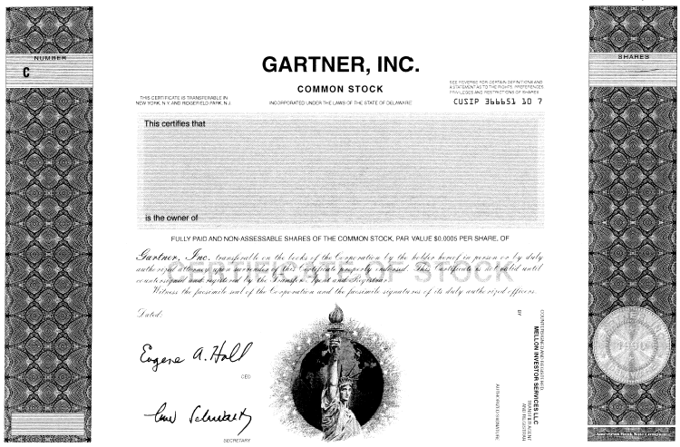 (GARTNER, INC. CERTIFICATE)