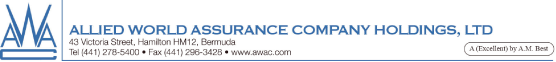 (ALLIED WORLD ASSURANCE COMPANY LETTERHEAD)