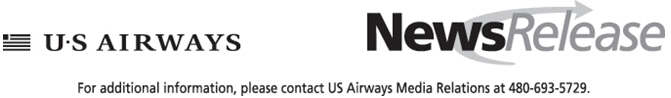 (US AIRWAYS NEWS RELEASE)