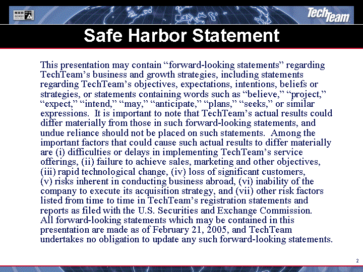 (SAFE HARBOR STATEMENT IMAGE)