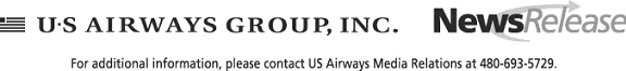 (US AIRWAYS GROUP, INC. PRESS RELEASE)