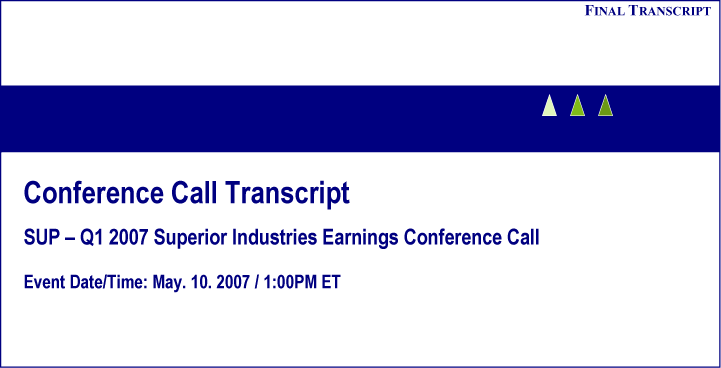 (CONFERENCE CALL TRANSCRIPT LOGO)