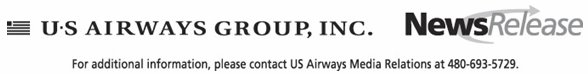 (US AIRWAYS GROUP, INC. NEWS RELEASE)