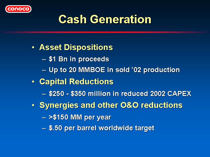 (CASH GENERATION)