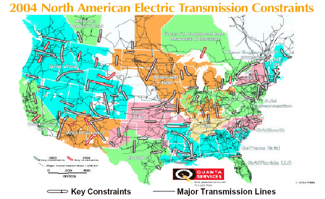 (2004 NORTH AMERICAN ELECTRIC TRANSMISSION CONSTRAINTS MAP)