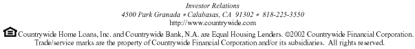 (COUNTRYWIDE FINANCIAL LETTERHEAD)