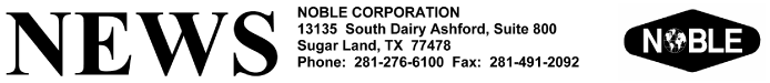 (NOBLE CORPORATION LETTERHEAD)