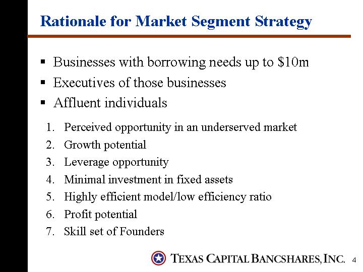 (RATIONALE FOR MARKET SEGMENT STRATEGY)