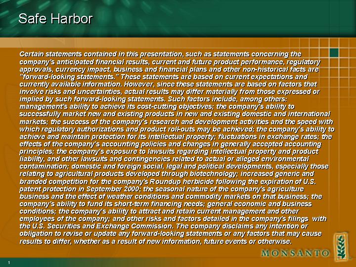 (SAFE HARBOR)