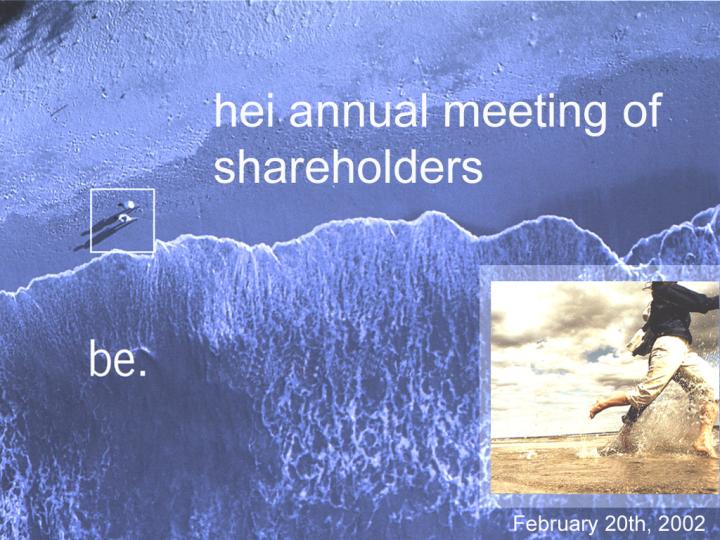 (HEI ANNUAL MEETING OF SHAREHOLDERS COVER PAGE)