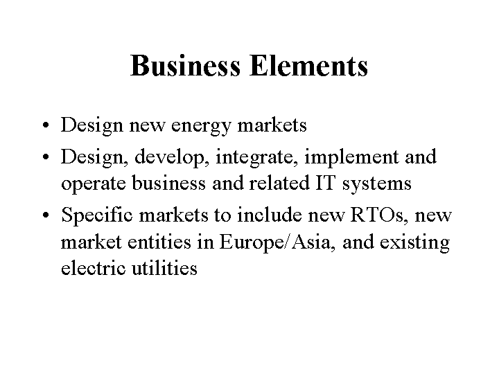 (BUSINESS ELEMENTS)