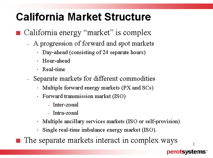 (CALIFORNIA MARKET STRUCTURE)