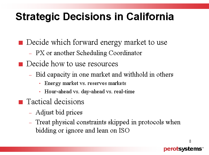 (STRATEGIC DECISIONS IN CALIFORNIA)