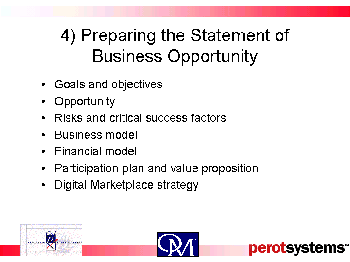 4) PREPARING THE STATEMENT OF BUSINESS OPPORTUNITY