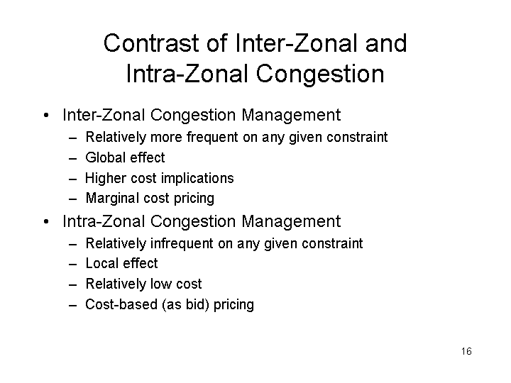 CONTRAST OF INTER-ZONAL AND INTRA-ZONAL CONGESTION