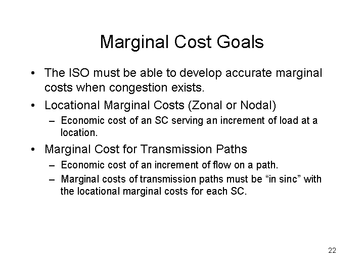 MARGINAL COST GOALS