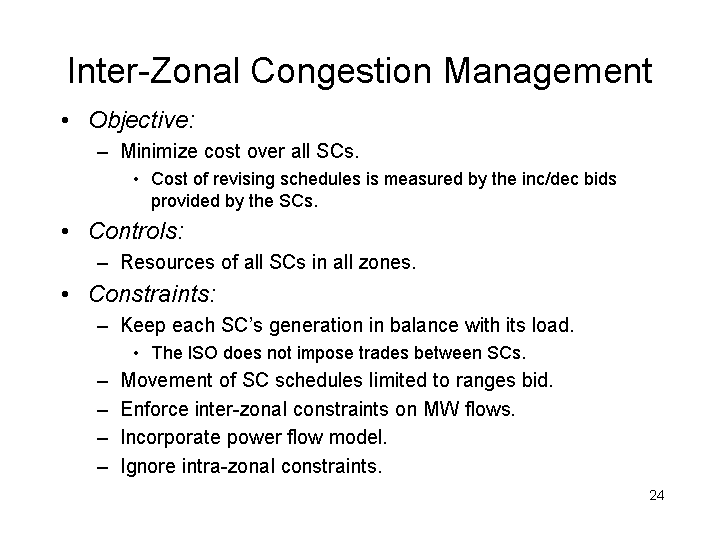 INTER-ZONAL CONGESTION MANAGEMENT