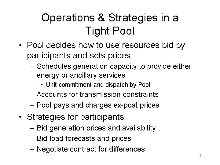 (OPERATIONS & STRATEGIES IN A TIGHT POOL)