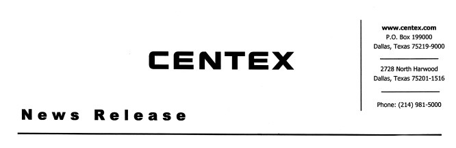 (CENTEX LETTERHEAD)