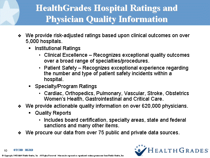 (HEALTH GRADES HOSPITAL RATINGS AND PHYSICIAN QUALITY INFORMATION IMAGE)