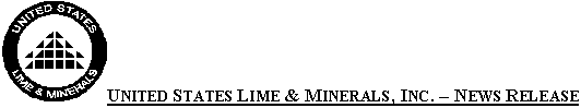 (UNITED STATES LIME & MINERALS LOGO)