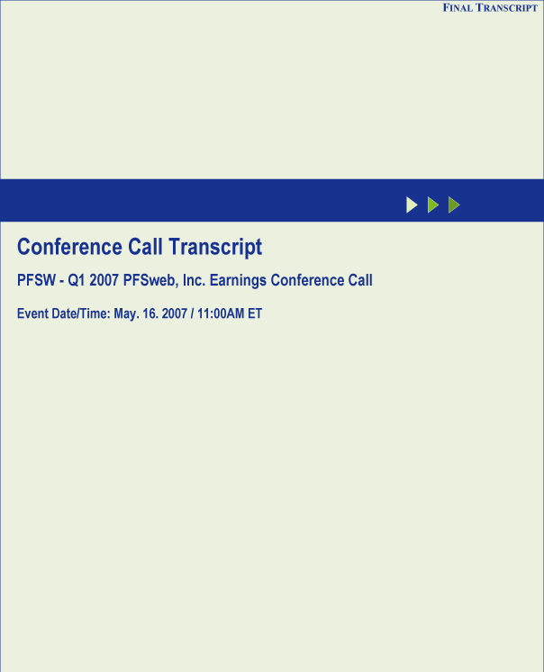 (CONFERENCE CALL TRANSCRIPT LOGO)