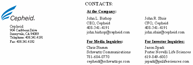 (CEPHEID LETTERHEAD)