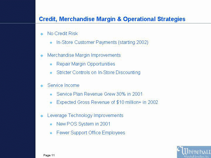 (POWERPOINT SLIDE OF CREDIT, MERCHANDISING MARGIN & OPERATIONAL STRATEGIES)