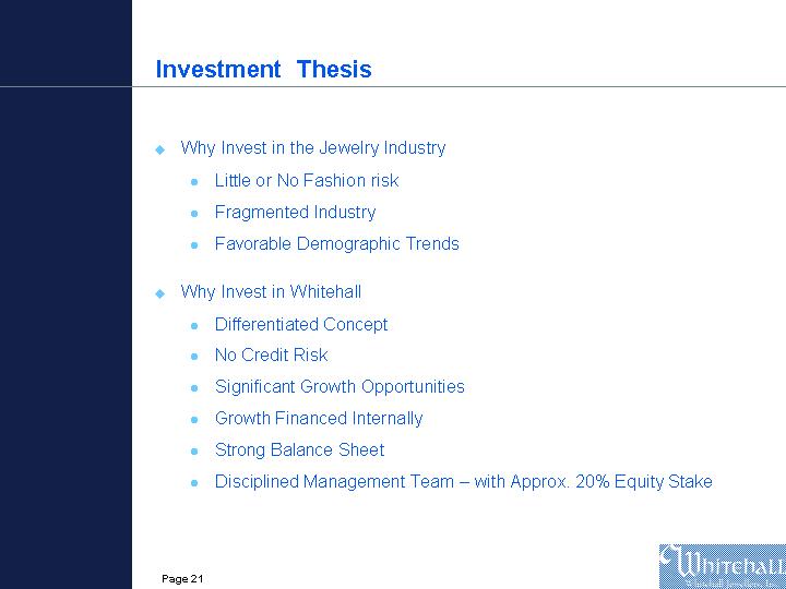 (POWERPOINT SLIDE OF INVESTMENT THESIS)