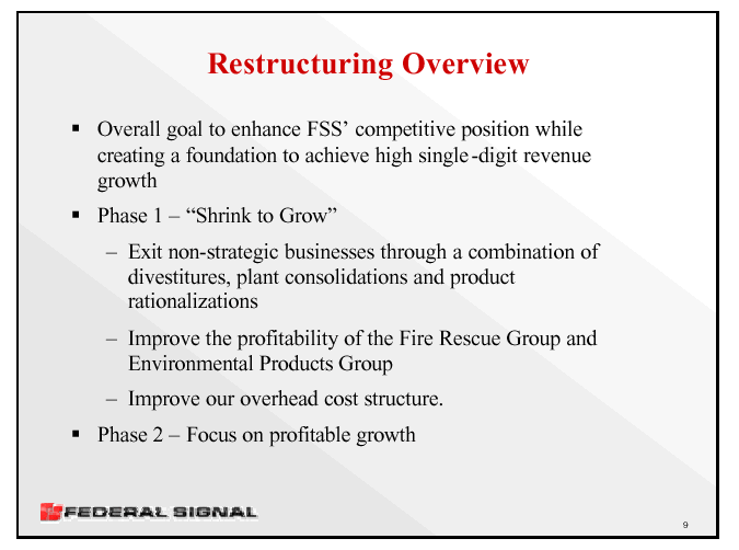 (RESTRUCTURING OVERVIEW)