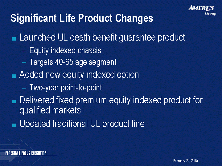 (SIGNIFICANT LIFE PRODUCT CHANGES IMAGE)