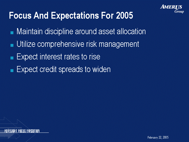 (FOCUS AND EXPECTATIONS FOR 2005 IMAGE)