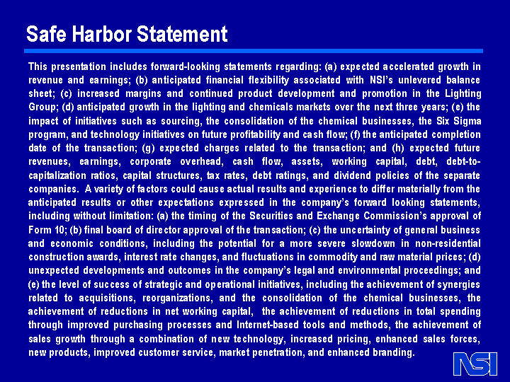 (Safe Harbor Statement)