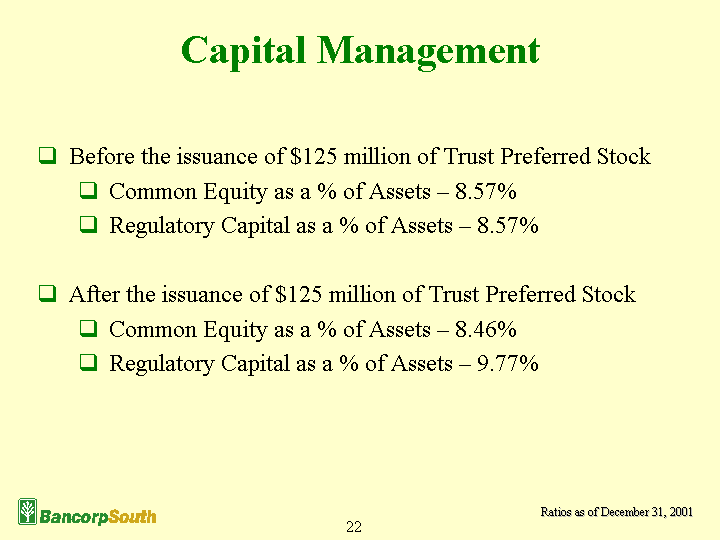 (Capital Management continued)