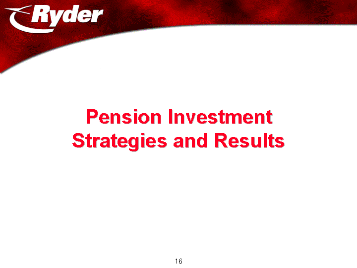 PENSION INVESTMENT STRATEGIES AND RESULTS COVER PAGE
