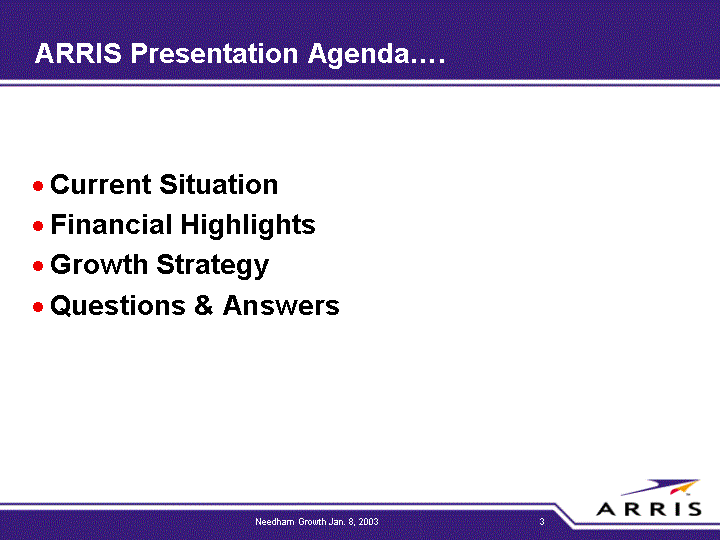 Arris Presentation Agenda