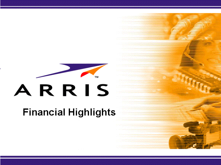 Arris financial highlights cover page